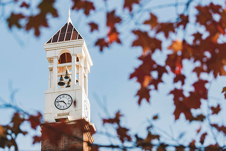 View of the top of the Purdue Bell Tower.