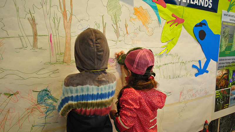 Children drawing at SpringFest