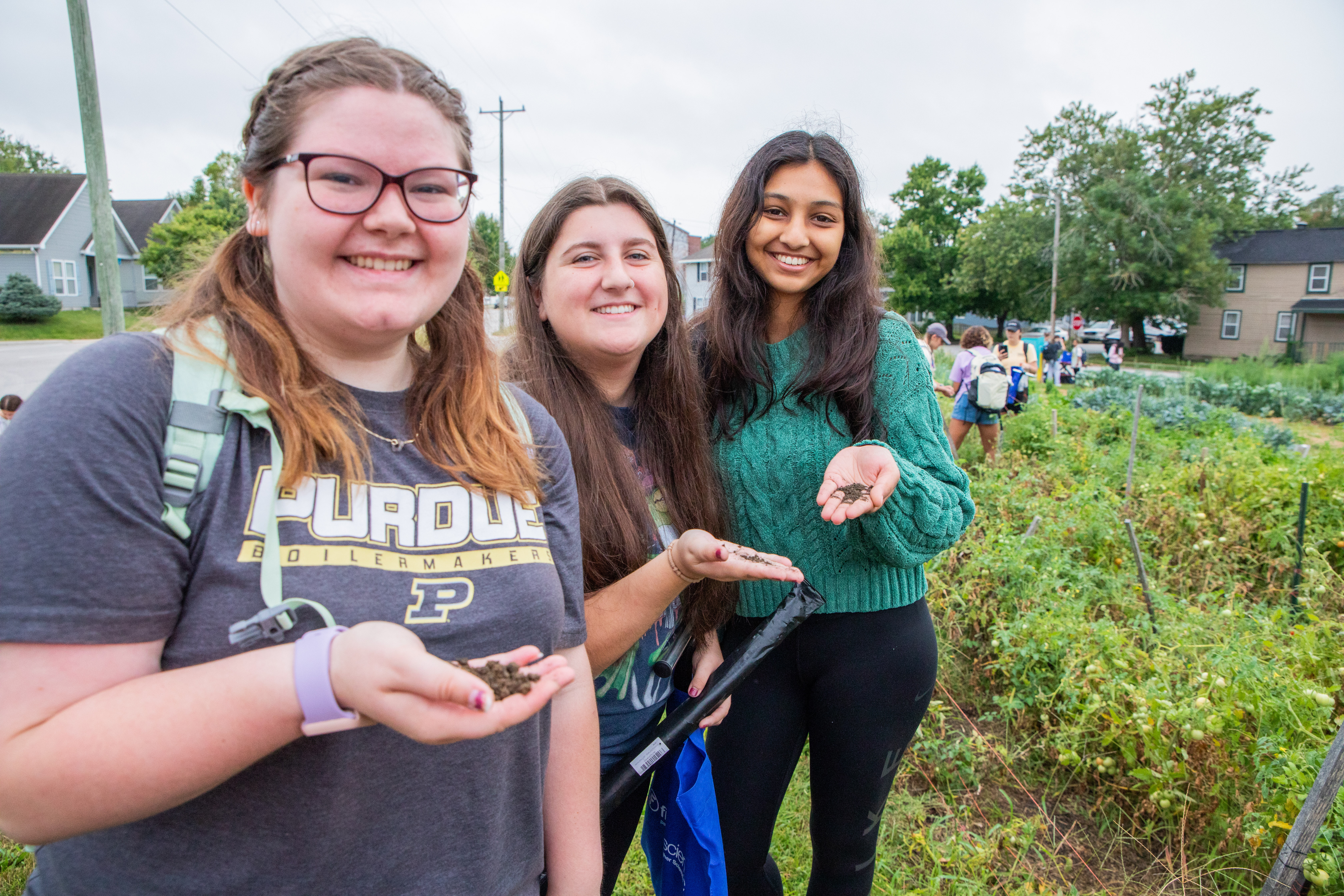 Group of students at urban garden.