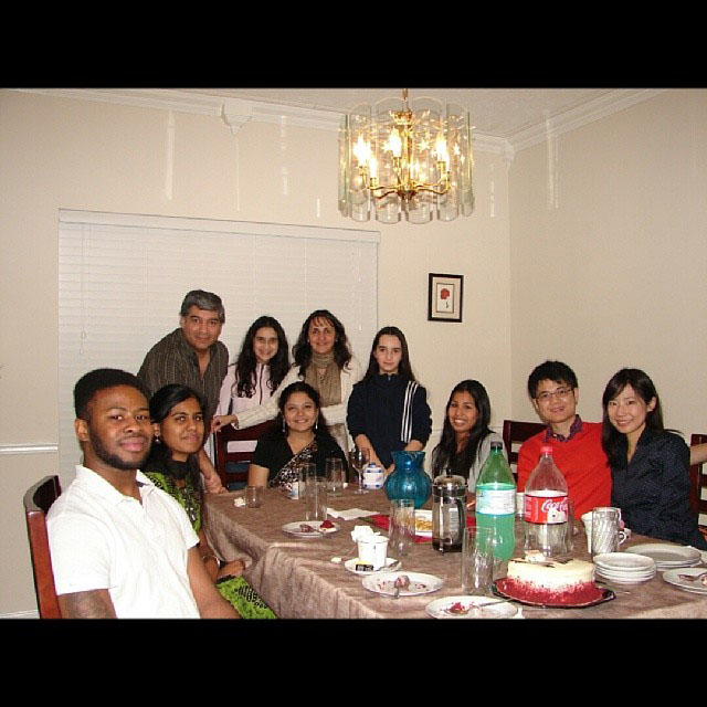 Aguilar lab having dinner