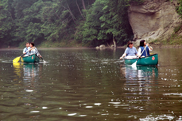 People in canoes
