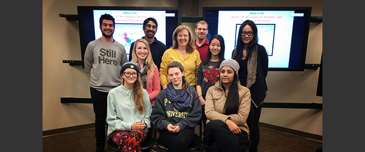 Rachel Eberle, Alexis Stolte, Anmol Bawa, Alix Bikker, Professor Nancy Pelaez, Ding Zuo,  Stavros Anagnou, Shovik Bandyopadhyay, Nick Wilbur and Stephanie (Jingfan) Chen.