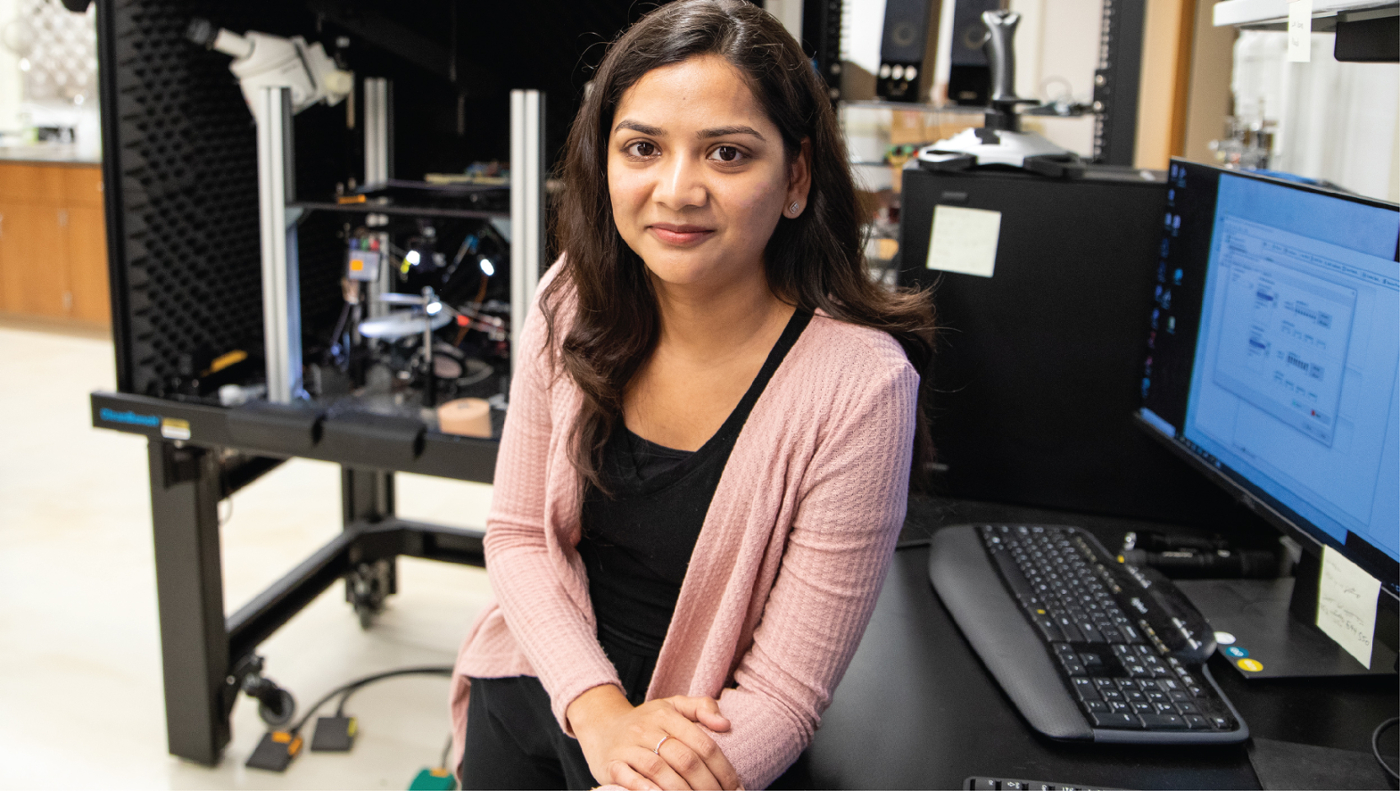 Suma Chinta in a Purdue laboratory.